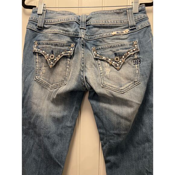 Miss Me Women’s Mid Rise Stretch‎ Embellished Cropped Denim Jeans Size 29 Blue - Picture 6 of 7